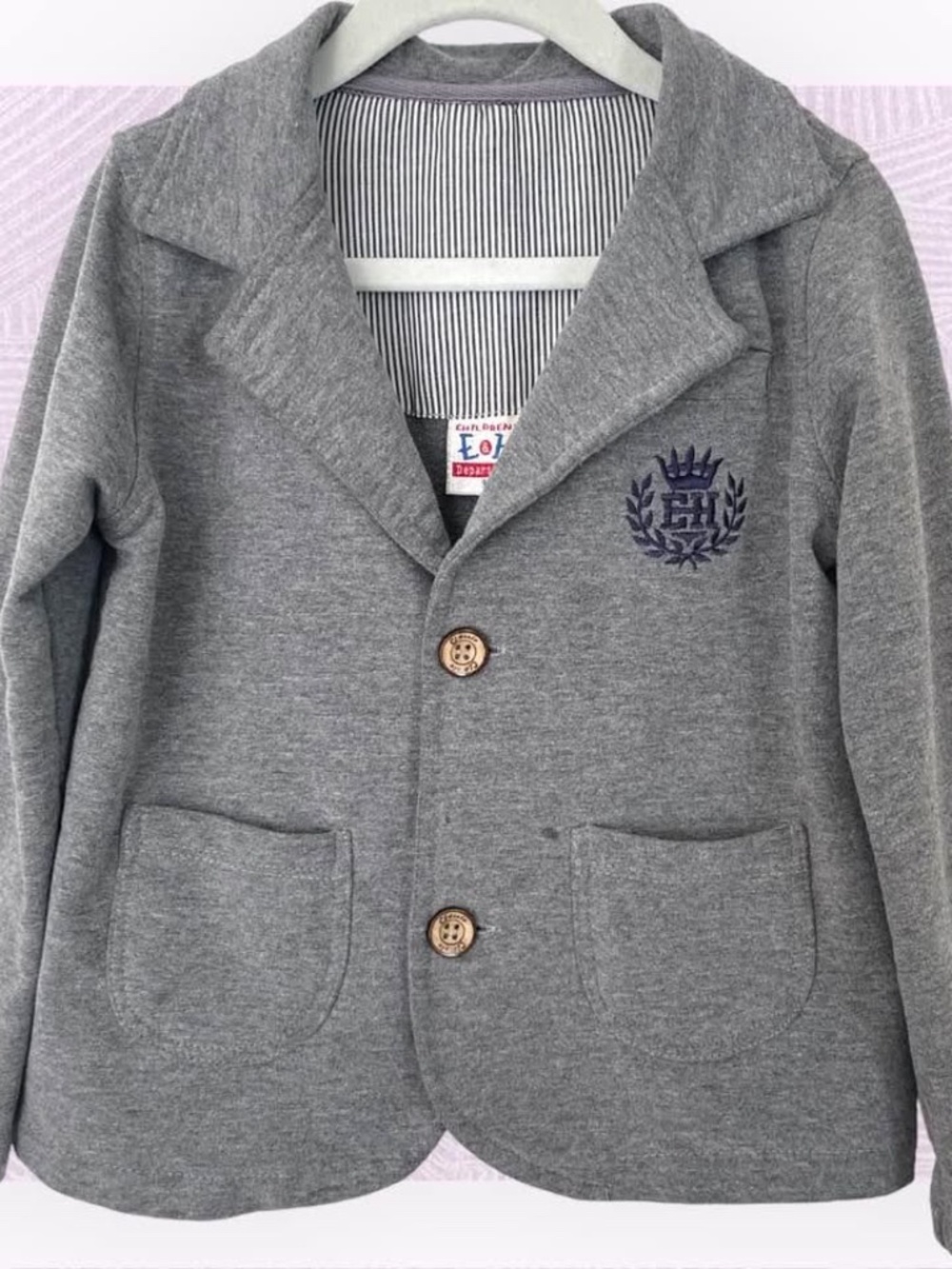 Boys Knit Blazer Jacket with Elbow Patches | Gray | Size 3–4T